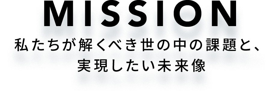 MISSION 私たちが解くべき世の中の課題と、実現したい未来像